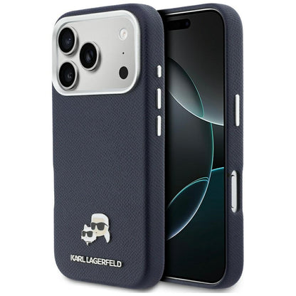 Калъф MagSafe за Apple iPhone 17 Pro Max, Karl Lagerfeld, Saffiano Karl & Choupette Pins, Син