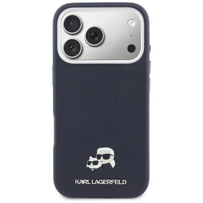 Калъф MagSafe за Apple iPhone 17 Pro Max, Karl Lagerfeld, Saffiano Karl & Choupette Pins, Син