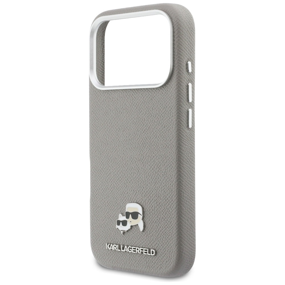 Калъф MagSafe за Apple iPhone 17 Pro Max, Karl Lagerfeld, Saffiano Karl & Choupette Pins, Сив