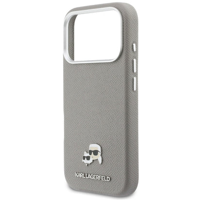 Калъф MagSafe за Apple iPhone 17 Pro Max, Karl Lagerfeld, Saffiano Karl & Choupette Pins, Сив