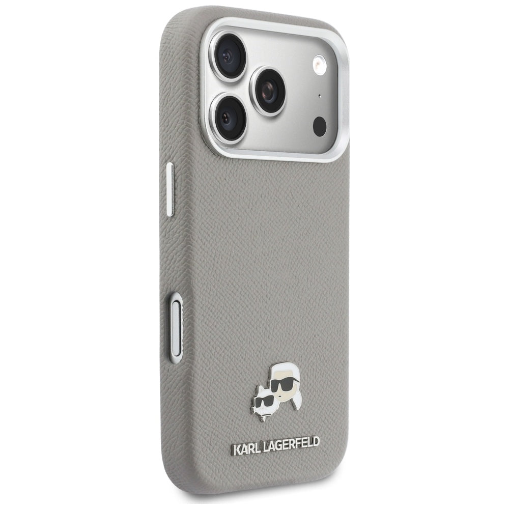 Калъф MagSafe за Apple iPhone 17 Pro Max, Karl Lagerfeld, Saffiano Karl & Choupette Pins, Сив