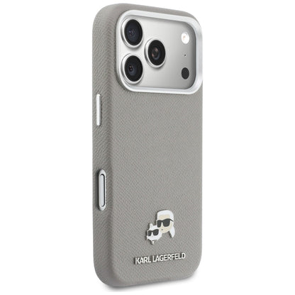 Калъф MagSafe за Apple iPhone 17 Pro Max, Karl Lagerfeld, Saffiano Karl & Choupette Pins, Сив