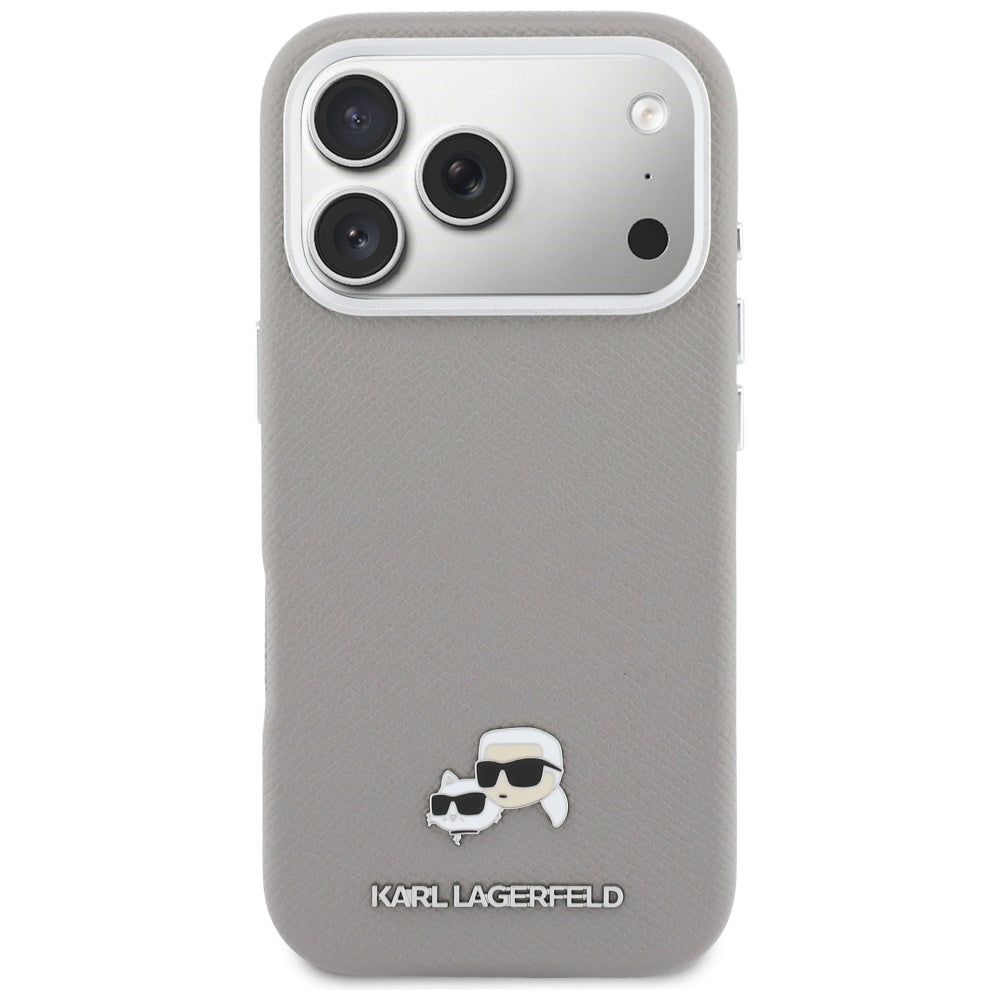 Калъф MagSafe за Apple iPhone 17 Pro Max, Karl Lagerfeld, Saffiano Karl & Choupette Pins, Сив