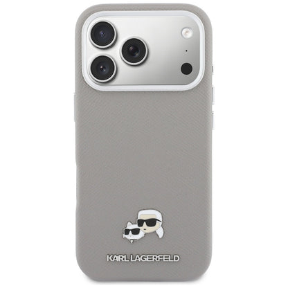 Калъф MagSafe за Apple iPhone 17 Pro Max, Karl Lagerfeld, Saffiano Karl & Choupette Pins, Сив