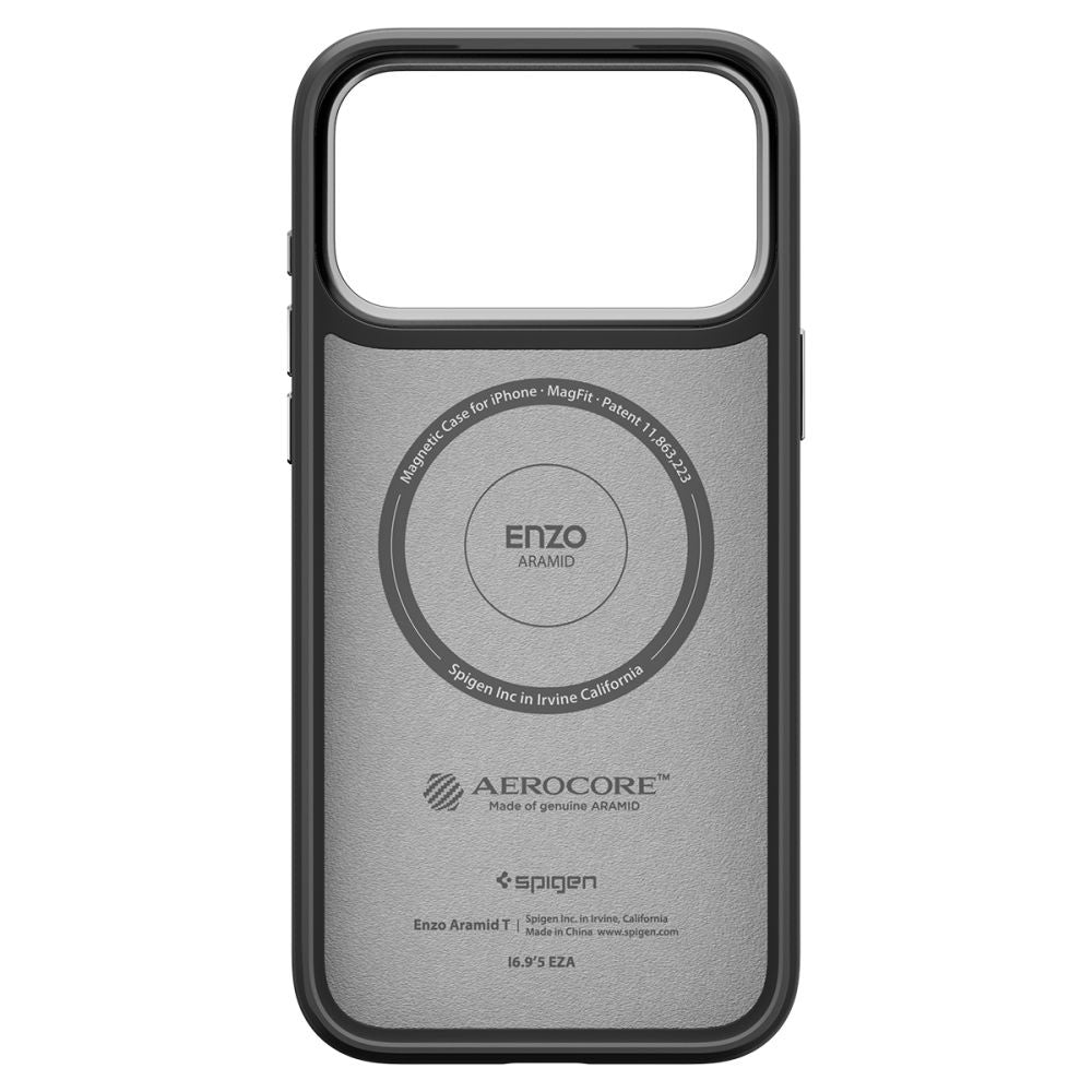 Калъф MagSafe за Apple iPhone 17 Pro Max, Spigen, Enzo Aramid T, Черен Сребрист