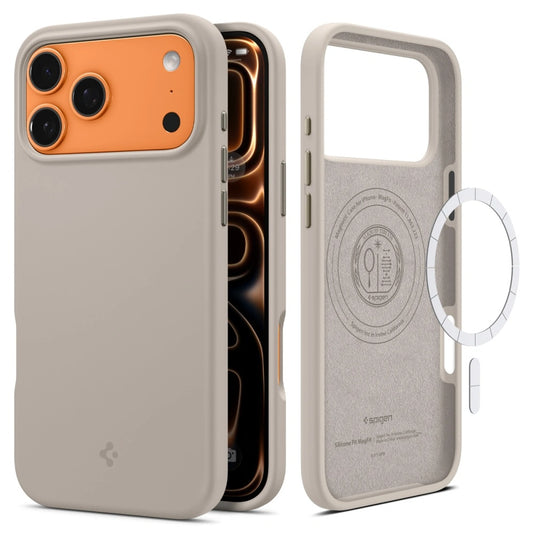 Калъф MagSafe за Apple iPhone 17 Pro Max, Spigen, Silicone Fit, Крем