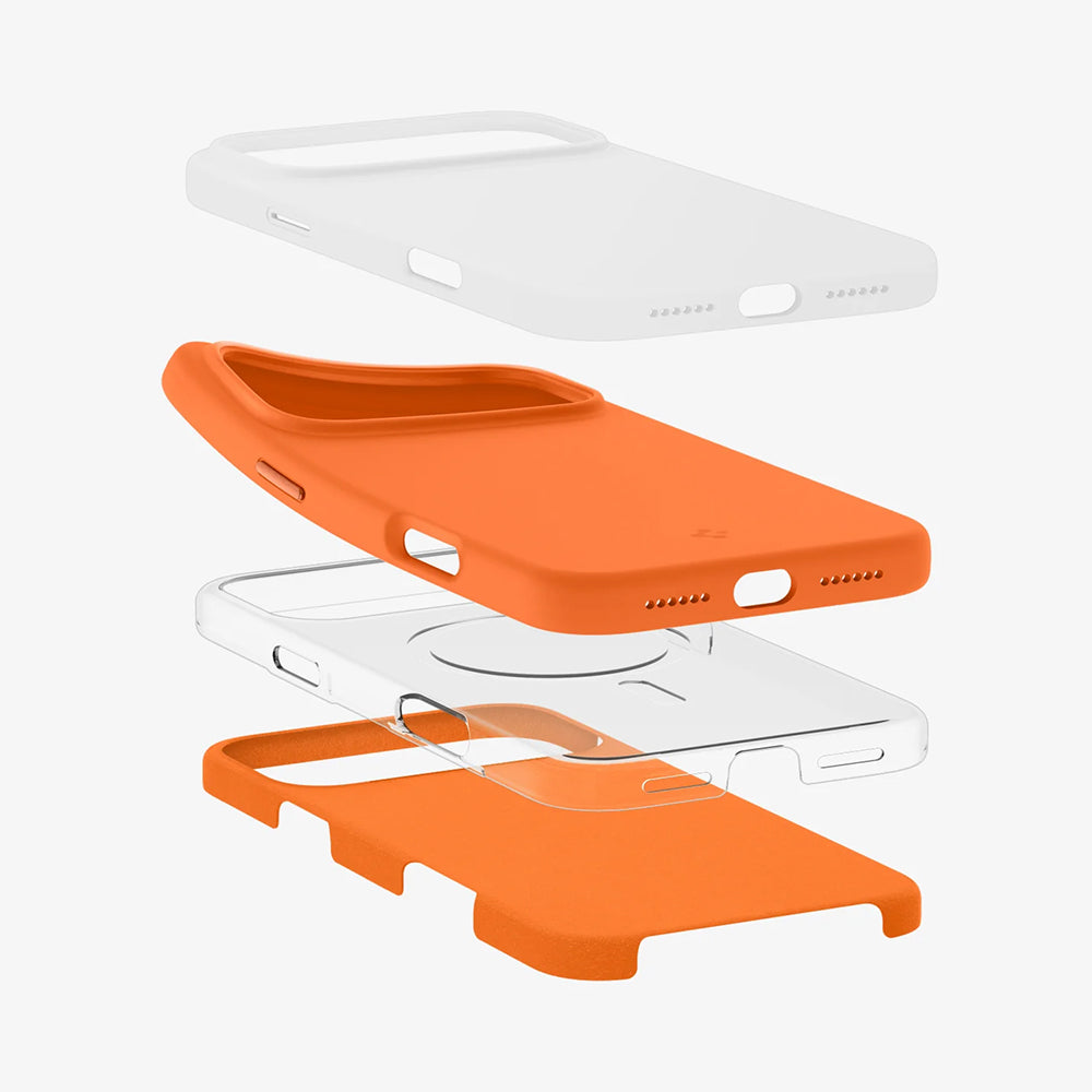 Калъф MagSafe за Apple iPhone 17 Pro Max, Spigen, Silicone Fit, Оранжев