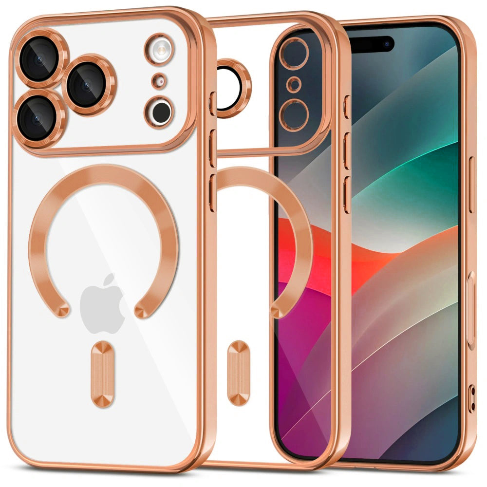 Калъф MagSafe за Apple iPhone 17 Pro Max, Techsuit, Luxury Crystal, Оранжев