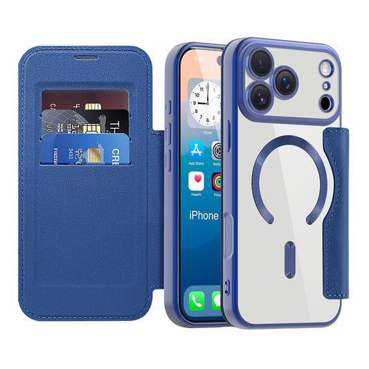 Калъф MagSafe за Apple iPhone 17 Pro Max, Techsuit, SmartMag Book, Син
