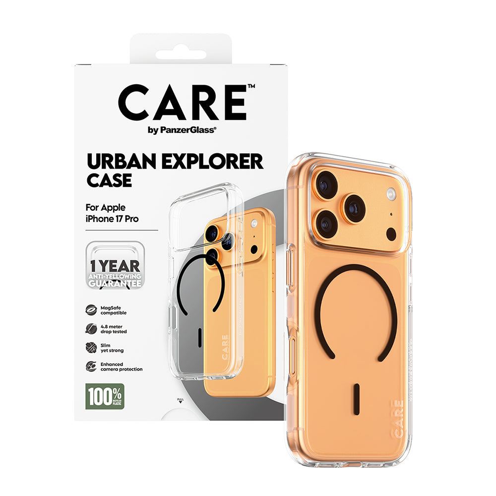 MagSafe Case for Apple iPhone 17 Pro, PanzerGlass, Urban Explorer Care, Black Transparent