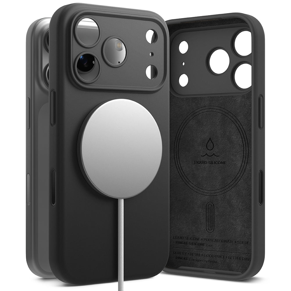 Калъф MagSafe за Apple iPhone 17 Pro, Ringke, Силикон, Черен