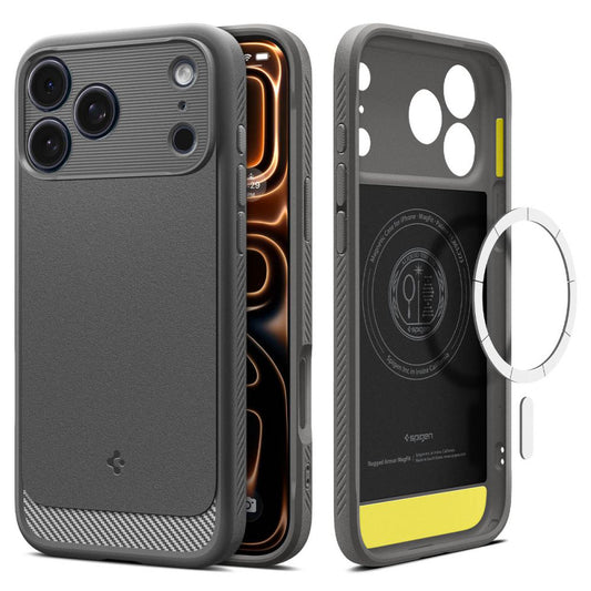 Калъф MagSafe за Apple iPhone 17 Pro, Spigen, Rugged Armor, Сив