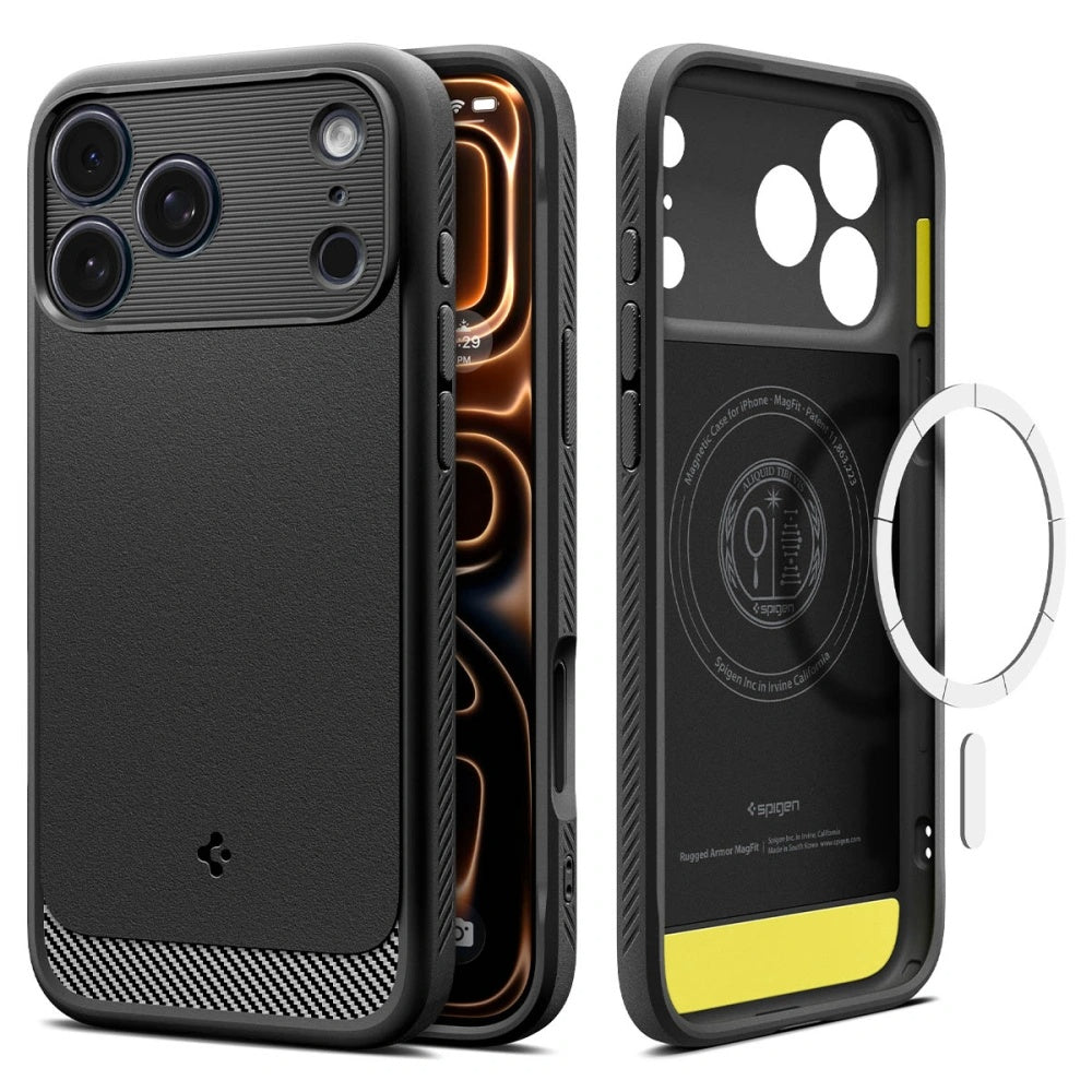 Калъф MagSafe за Apple iPhone 17 Pro, Spigen, Rugged Armor, Матово черен