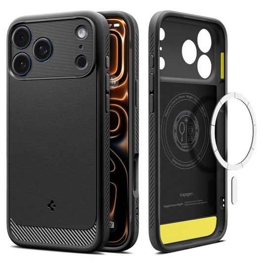 Калъф MagSafe за Apple iPhone 17 Pro, Spigen, Rugged Armor, Матово черен