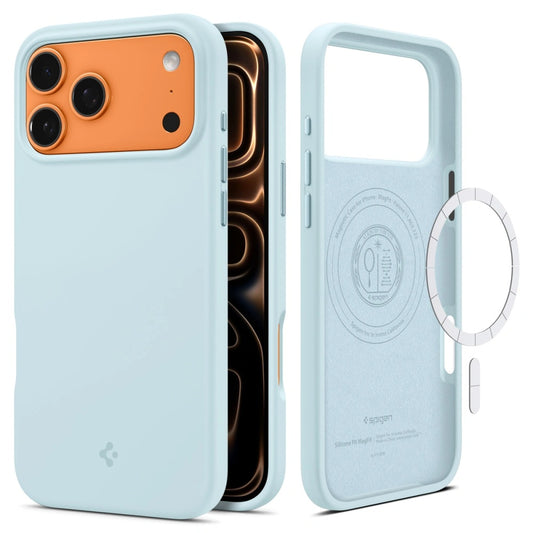 Калъф MagSafe за Apple iPhone 17 Pro, Spigen, Silicone Fit, Син