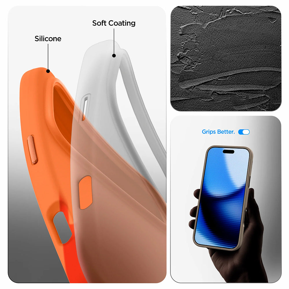 Калъф MagSafe за Apple iPhone 17 Pro, Spigen, Silicone Fit, Оранжев ACS11379