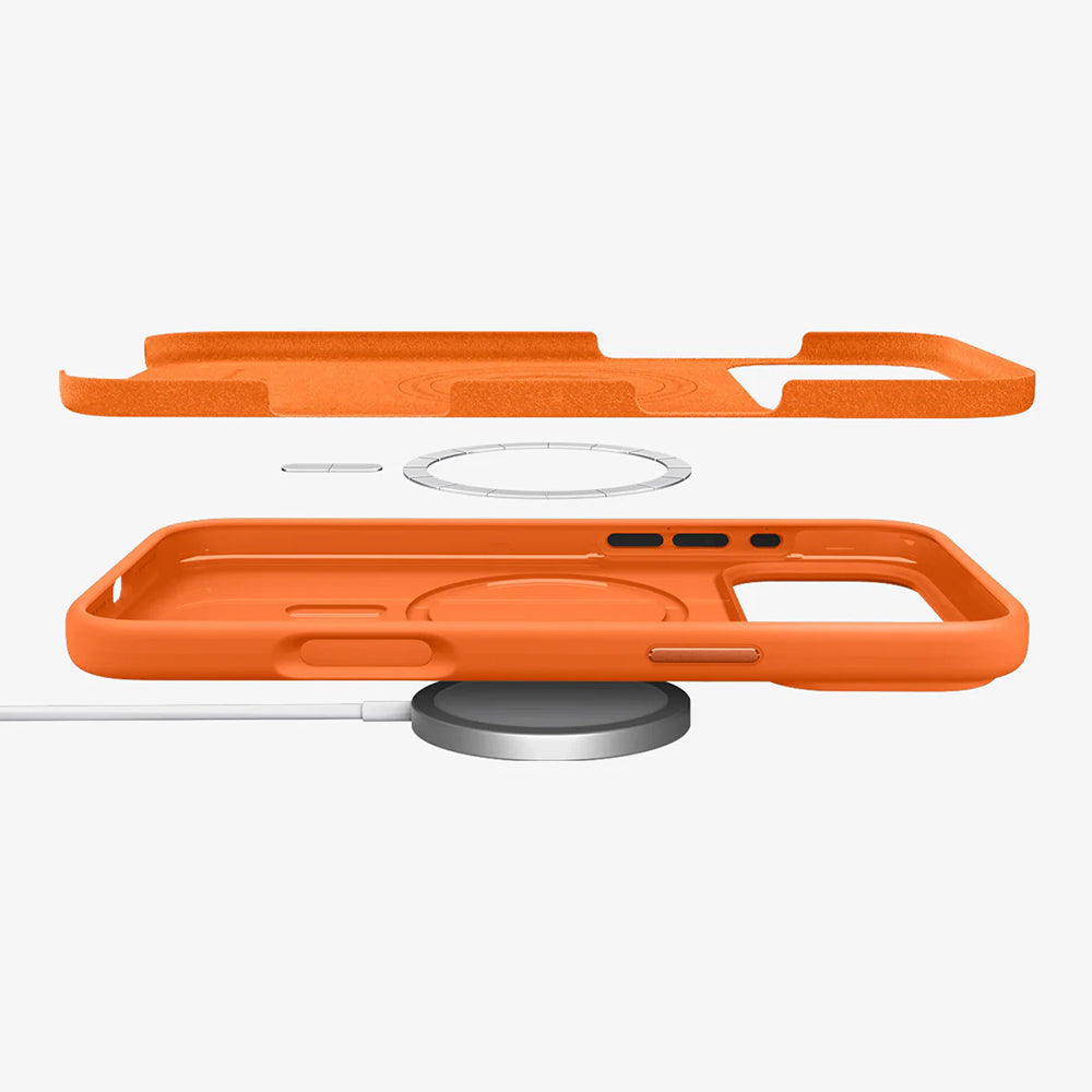 Калъф MagSafe за Apple iPhone 17 Pro, Spigen, Silicone Fit, Оранжев ACS11379