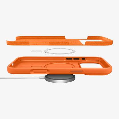 Калъф MagSafe за Apple iPhone 17 Pro, Spigen, Silicone Fit, Оранжев ACS11379