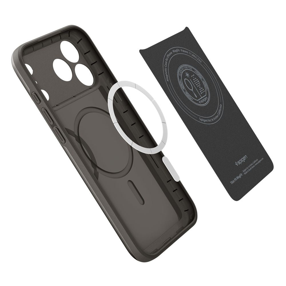 Калъф MagSafe за Apple iPhone 17 Pro, Spigen, Thin Fit, Сив