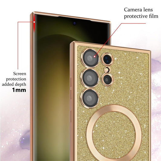 Калъф MagSafe за Apple iPhone 17 Pro, Techsuit, Luxury Glitter, Син