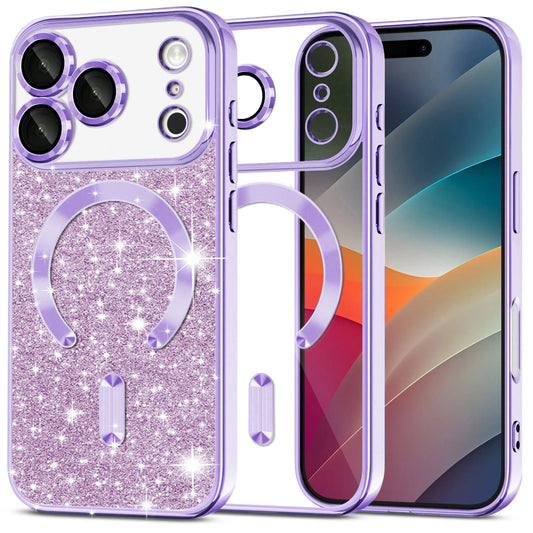 Калъф MagSafe за Apple iPhone 17 Pro, Techsuit, Luxury Glitter, Светло лилав