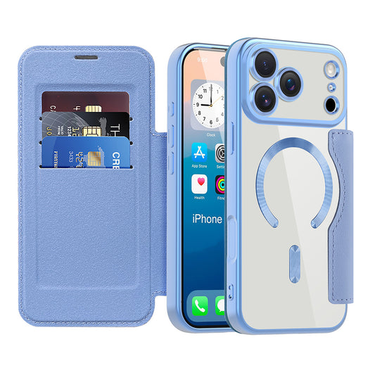 Калъф MagSafe за Apple iPhone 17 Pro, Techsuit, SmartMag Book, Bleu