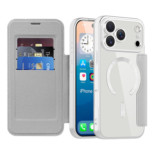 Калъф MagSafe за Apple iPhone 17 Pro, Techsuit, SmartMag Book, Сив