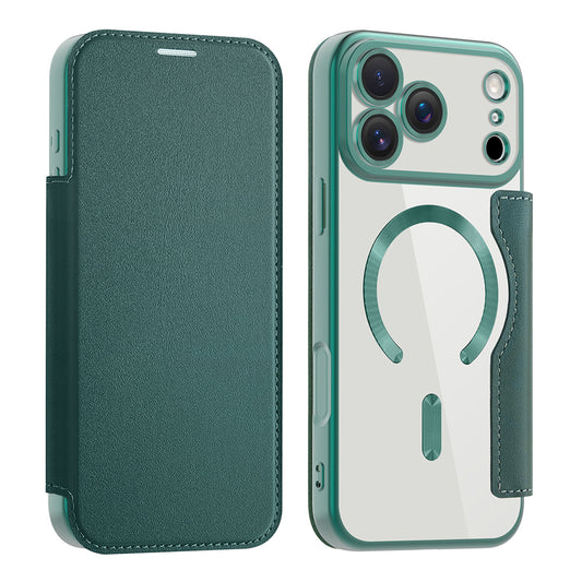 Калъф MagSafe за Apple iPhone 17 Pro, Techsuit, SmartMag Book, Зелен