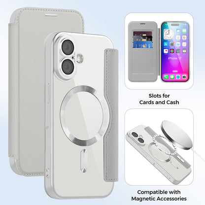 Калъф MagSafe за Apple iPhone 17, Techsuit, SmartMag Book, Сив
