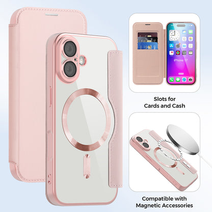 Калъф MagSafe за Apple iPhone 17, Techsuit, SmartMag Book, Розов