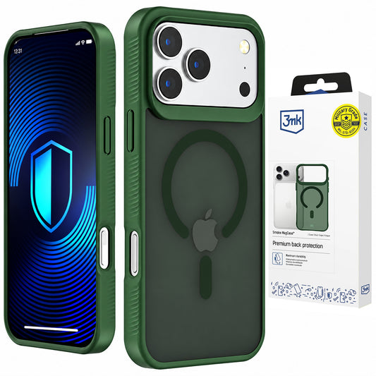 Калъф MagSafe за Apple iPhone 18 Pro / 17 Pro, 3MK, Smoke MagCase, зелен