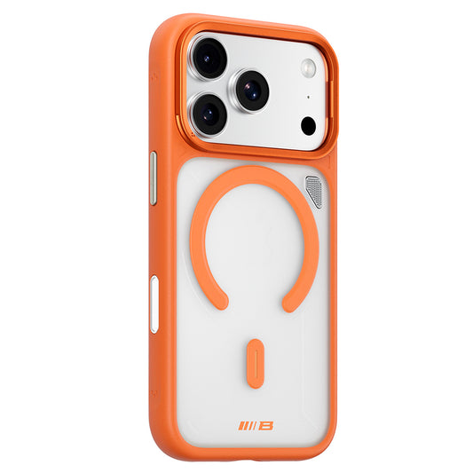 Калъф MagSafe за Apple iPhone 18 Pro / 17 Pro, Blueo, Heat Dissipation Stand, сатенено прозрачен оранжев