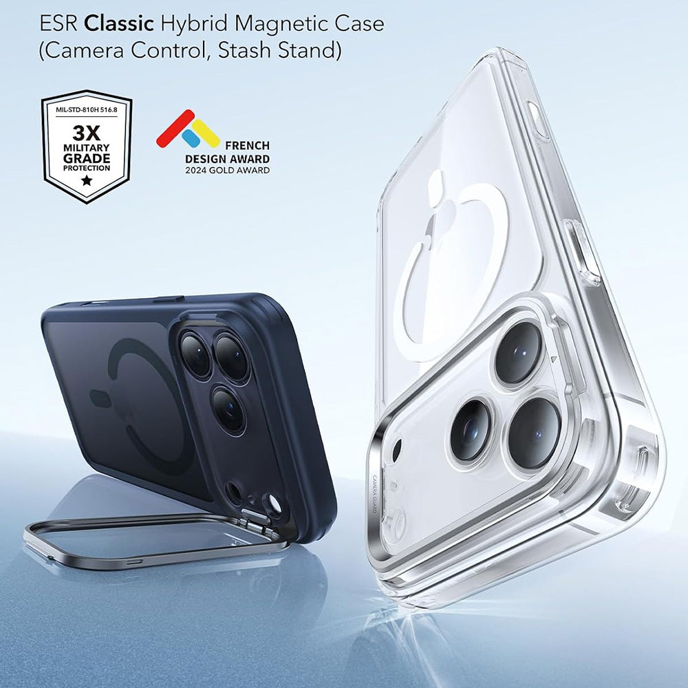 Калъф MagSafe за Apple iPhone 18 Pro / 17 Pro, ESR, Classic Hybrid Kickstand, Сатенено син