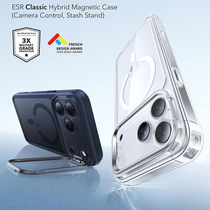 Калъф MagSafe за Apple iPhone 18 Pro / 17 Pro, ESR, Classic Hybrid Kickstand, Сатенено син