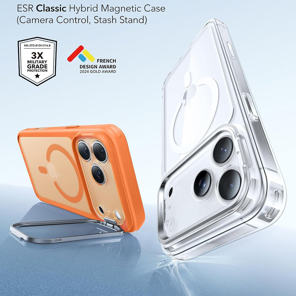 Калъф MagSafe за Apple iPhone 18 Pro / 17 Pro, ESR, Classic Hybrid Kickstand, Оранжев сатен