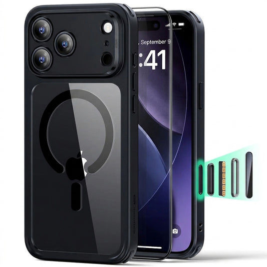 Калъф MagSafe за Apple iPhone 18 Pro / 17 Pro, ESR, Classic Hybrid с протектор за екран, Черен прозрачен