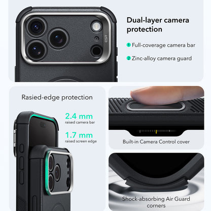 Калъф MagSafe за Apple iPhone 18 Pro / 17 Pro, ESR, Cyber Armor Kickstand, Черен