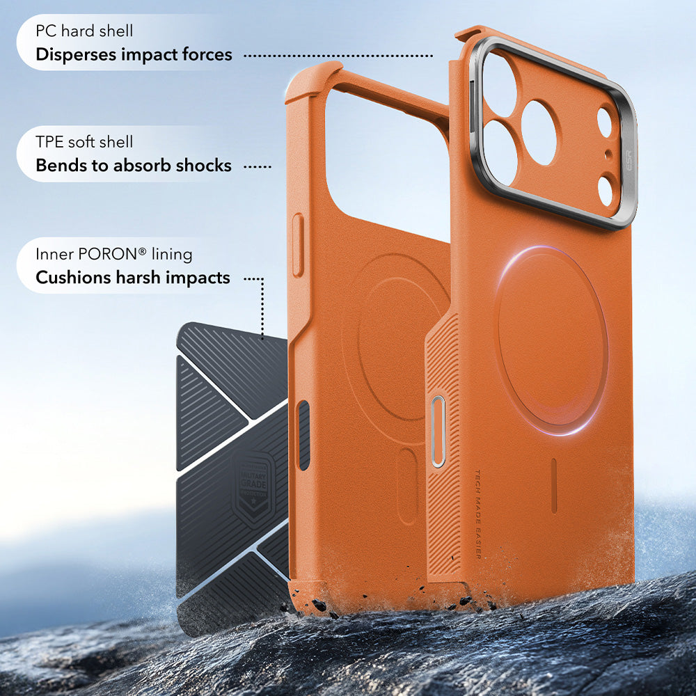 Калъф MagSafe за Apple iPhone 18 Pro / 17 Pro, ESR, Cyber Armor Kickstand, Оранжев