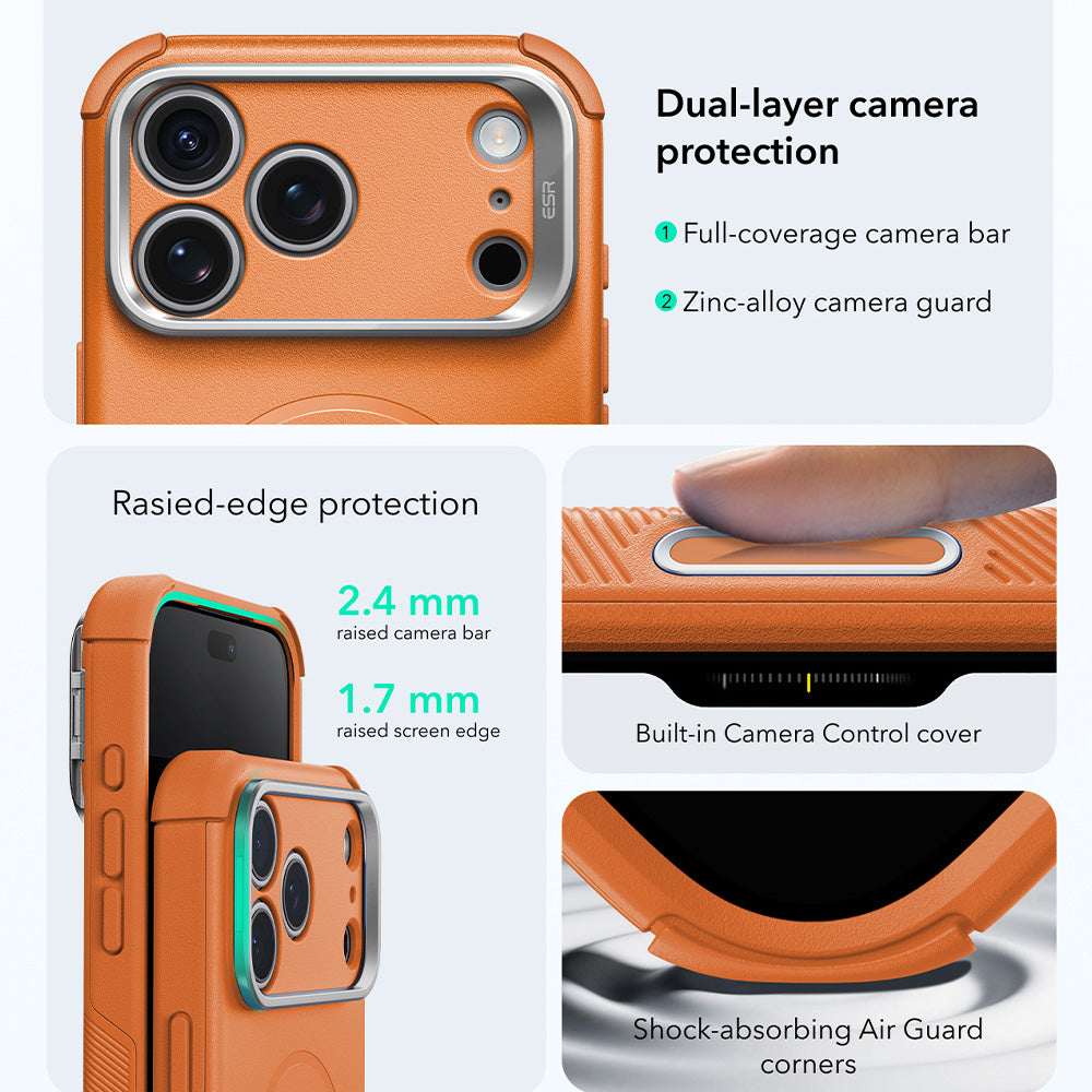 Калъф MagSafe за Apple iPhone 18 Pro / 17 Pro, ESR, Cyber Armor Kickstand, Оранжев