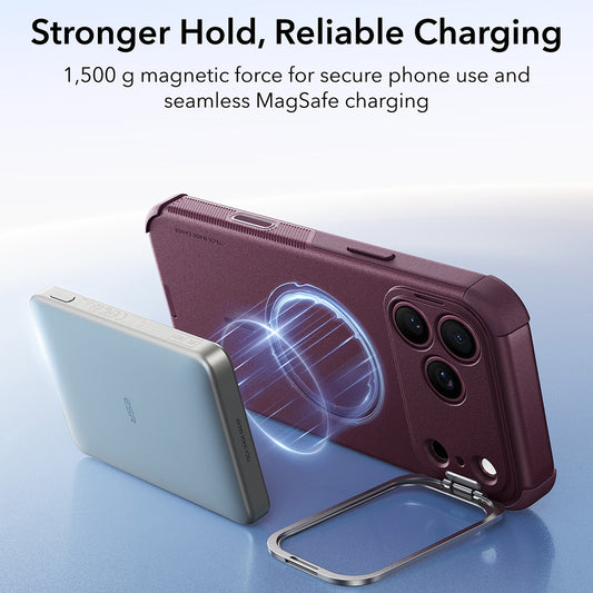 Калъф MagSafe за Apple iPhone 18 Pro / 17 Pro, ESR, Cyber Armor Kickstand, Тъмночервен сатен