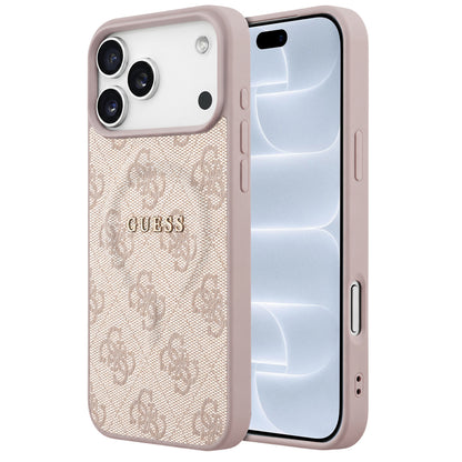 Калъф MagSafe за Apple iPhone 18 Pro / 17 Pro, Guess, 4G Embossed Ring Classic Logo, розов