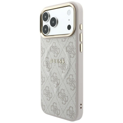 Калъф MagSafe за Apple iPhone 18 Pro / 17 Pro, Guess, 4G Embossed Ring Classic Logo, розов