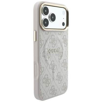 Калъф MagSafe за Apple iPhone 18 Pro / 17 Pro, Guess, 4G Embossed Ring Classic Logo, розов