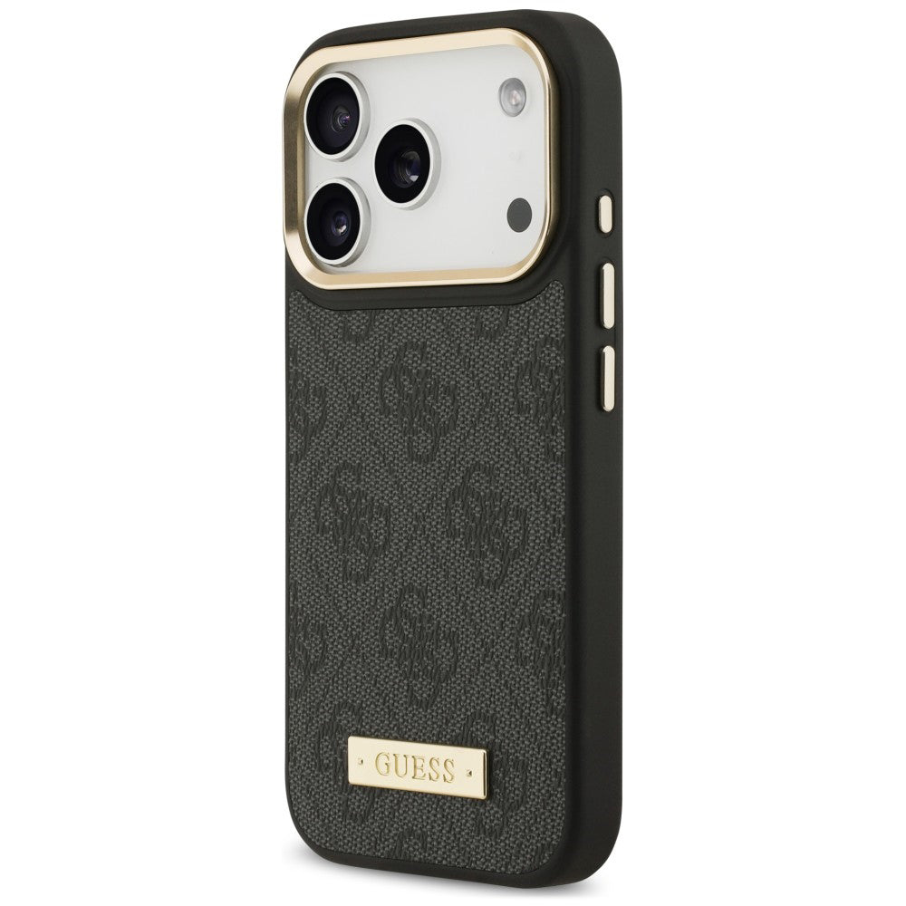 Калъф MagSafe за Apple iPhone 18 Pro / 17 Pro, Guess, 4G Logo Plate, черен