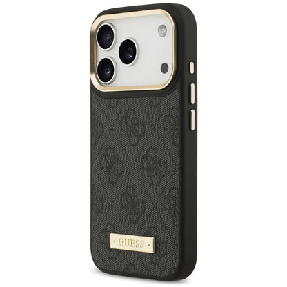 Калъф MagSafe за Apple iPhone 18 Pro / 17 Pro, Guess, 4G Logo Plate, черен