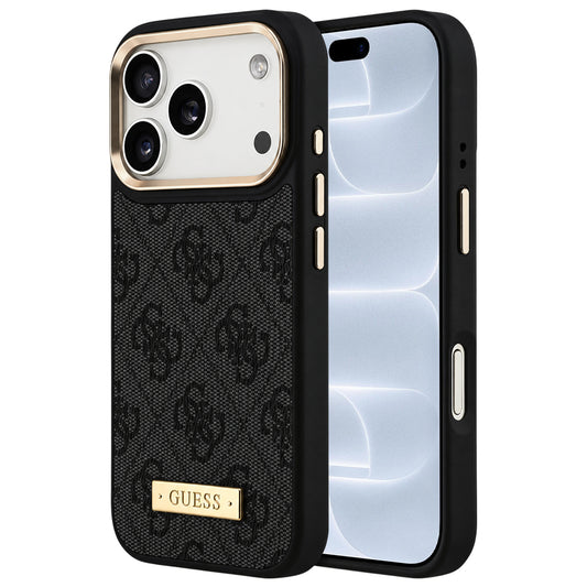 Калъф MagSafe за Apple iPhone 18 Pro / 17 Pro, Guess, 4G Logo Plate, черен