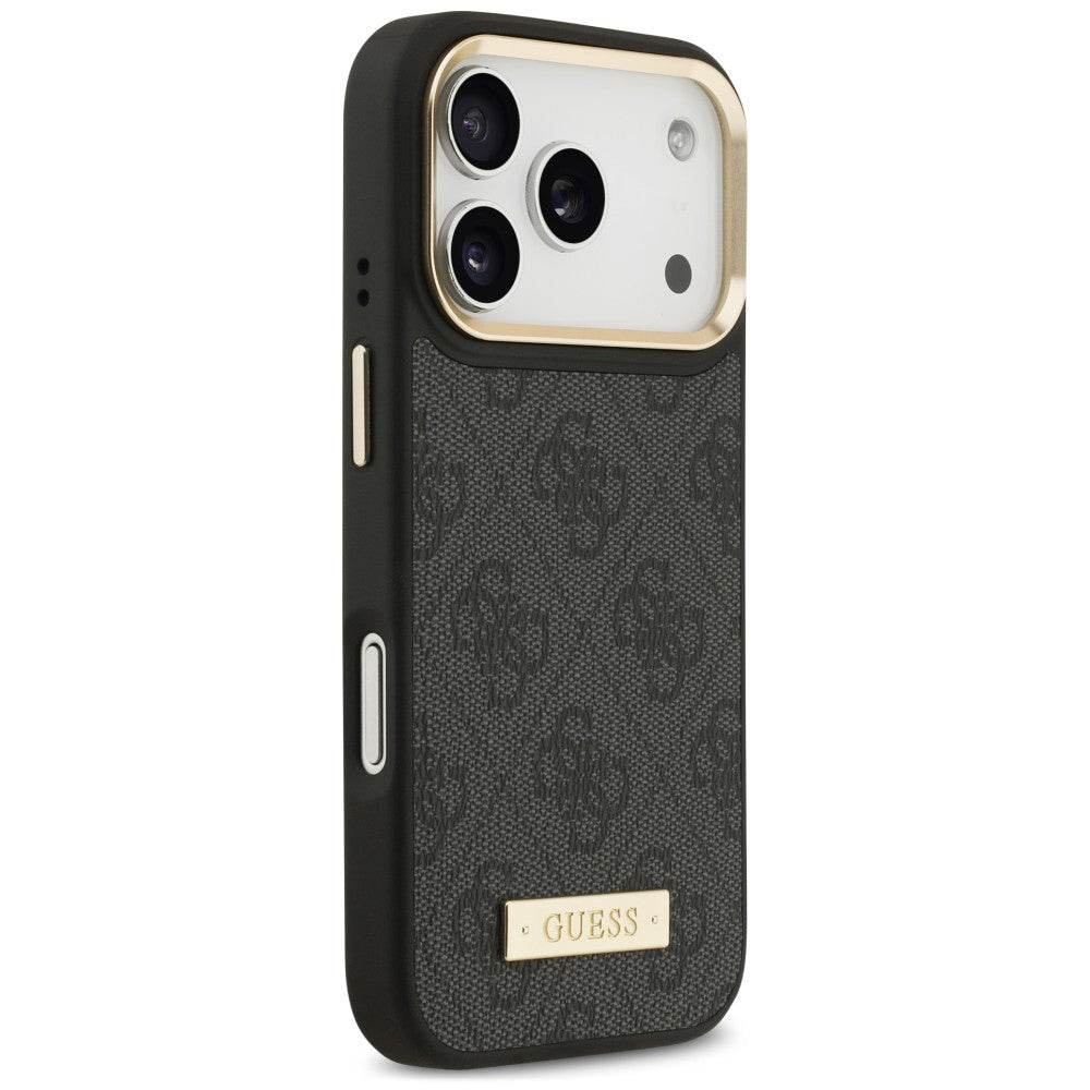 Калъф MagSafe за Apple iPhone 18 Pro / 17 Pro, Guess, 4G Logo Plate, черен