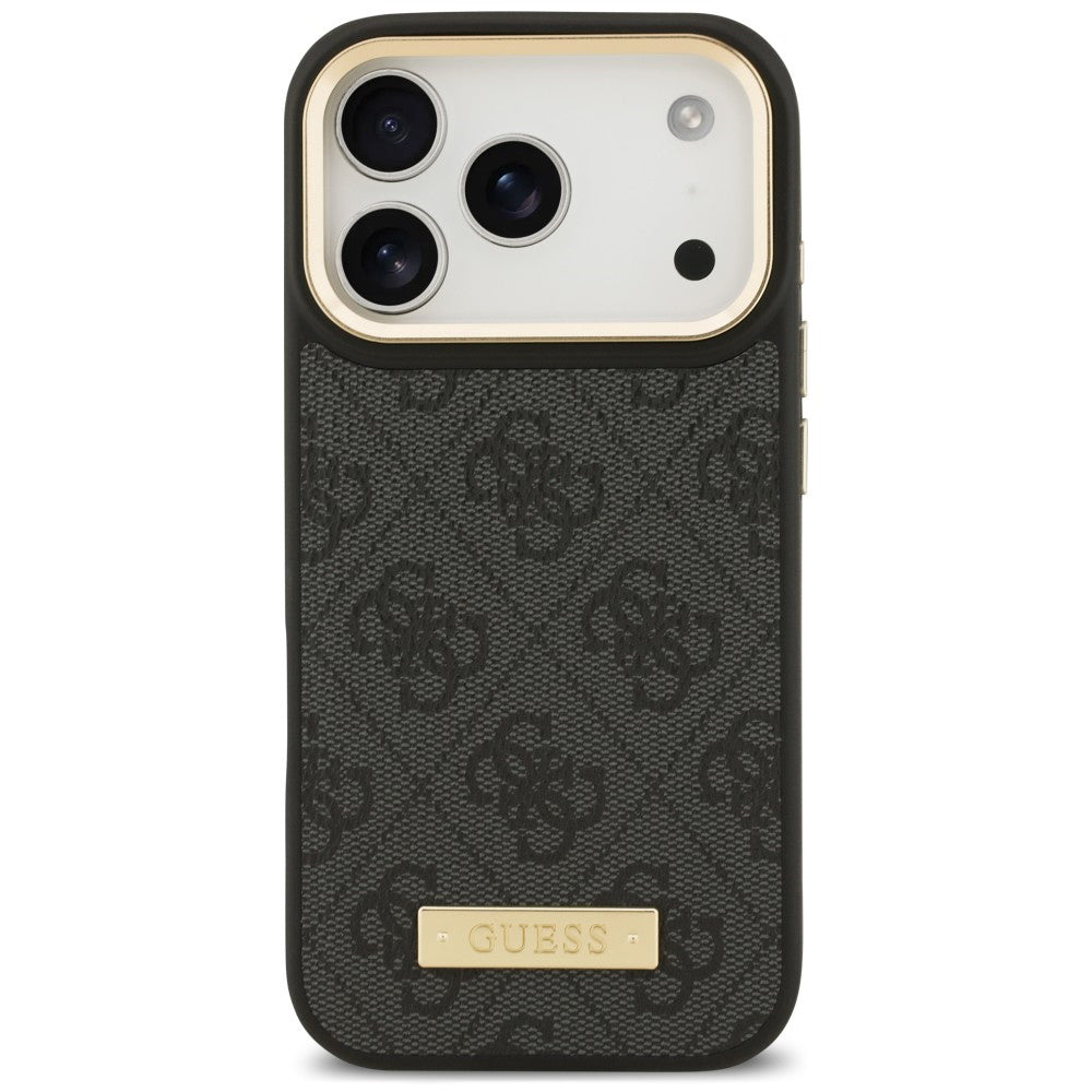 Калъф MagSafe за Apple iPhone 18 Pro / 17 Pro, Guess, 4G Logo Plate, черен