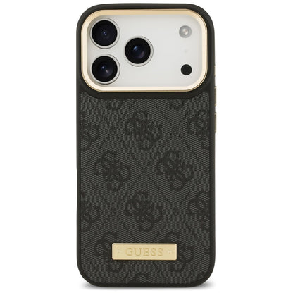 Калъф MagSafe за Apple iPhone 18 Pro / 17 Pro, Guess, 4G Logo Plate, черен