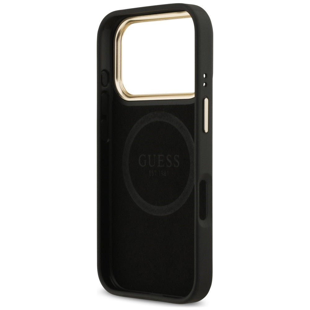 Калъф MagSafe за Apple iPhone 18 Pro / 17 Pro, Guess, 4G Logo Plate, черен